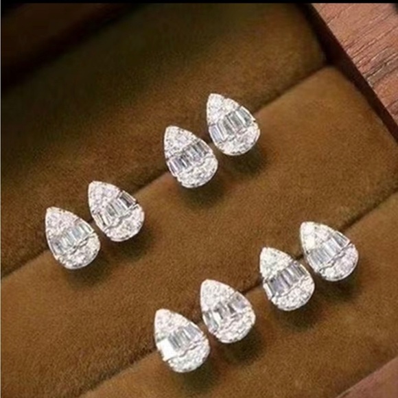 Delicate Waterdrop‎ Shaped Zircon Stud Earrings - Picture 5 of 6